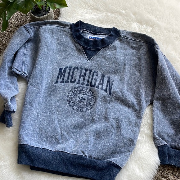 Vintage University of Michigan Denim Kids Sweatshirt Pullover Sz 2-3 Made in USA - Picture 1 of 8
